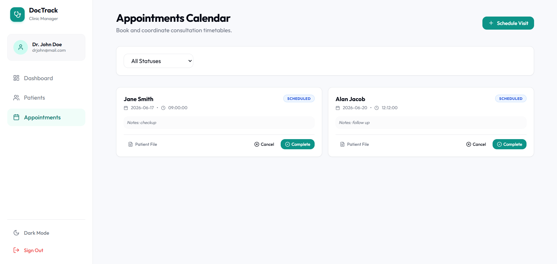 Appointments Calendar